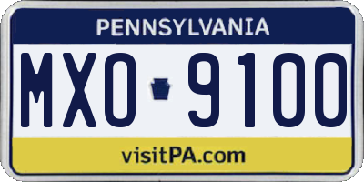 PA license plate MXO9100