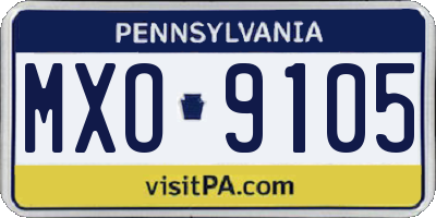 PA license plate MXO9105