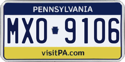 PA license plate MXO9106