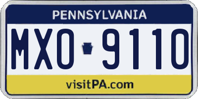 PA license plate MXO9110