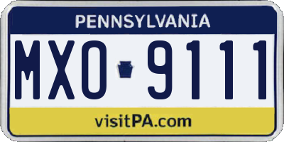PA license plate MXO9111