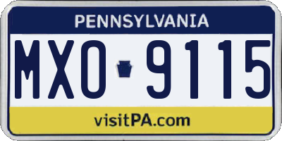 PA license plate MXO9115