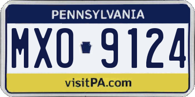 PA license plate MXO9124