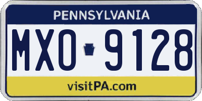 PA license plate MXO9128