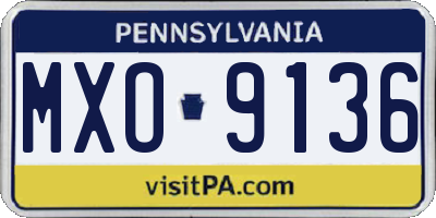 PA license plate MXO9136