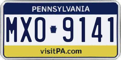 PA license plate MXO9141