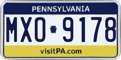 PA license plate MXO9178