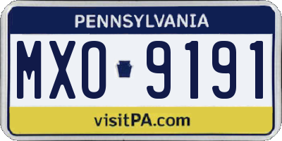 PA license plate MXO9191