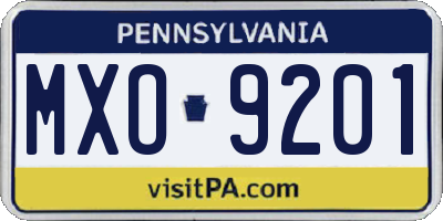 PA license plate MXO9201