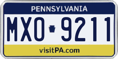 PA license plate MXO9211
