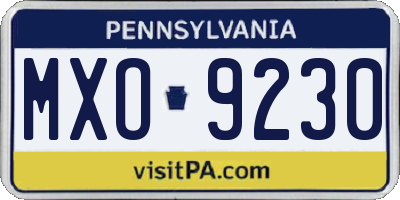 PA license plate MXO9230
