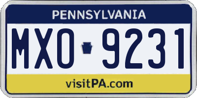 PA license plate MXO9231