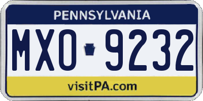 PA license plate MXO9232