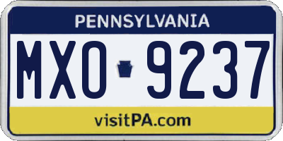 PA license plate MXO9237