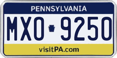 PA license plate MXO9250