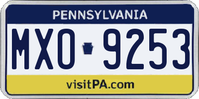 PA license plate MXO9253