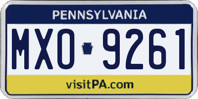 PA license plate MXO9261