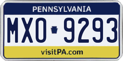 PA license plate MXO9293