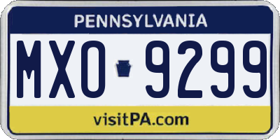PA license plate MXO9299