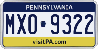 PA license plate MXO9322
