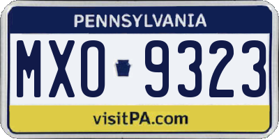 PA license plate MXO9323