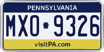 PA license plate MXO9326