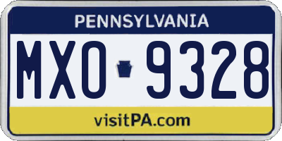 PA license plate MXO9328