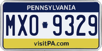 PA license plate MXO9329