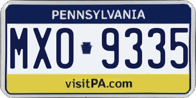 PA license plate MXO9335