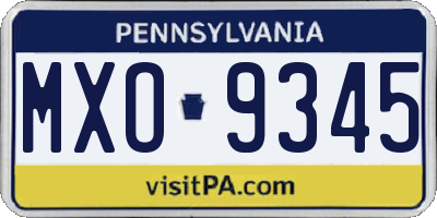 PA license plate MXO9345