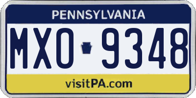 PA license plate MXO9348