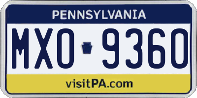 PA license plate MXO9360