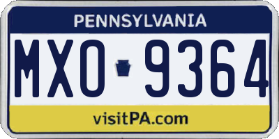 PA license plate MXO9364