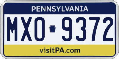 PA license plate MXO9372