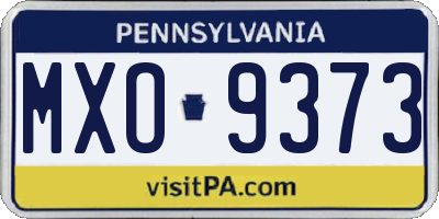PA license plate MXO9373
