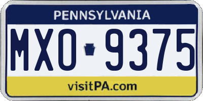 PA license plate MXO9375