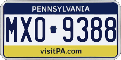 PA license plate MXO9388