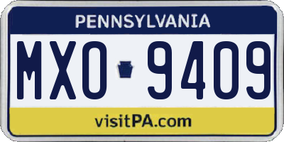 PA license plate MXO9409