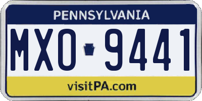 PA license plate MXO9441