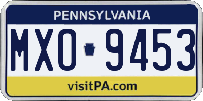 PA license plate MXO9453