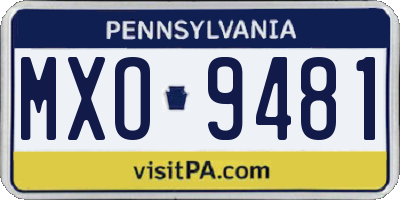 PA license plate MXO9481