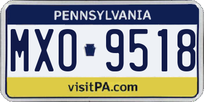 PA license plate MXO9518