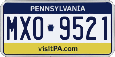 PA license plate MXO9521