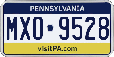 PA license plate MXO9528