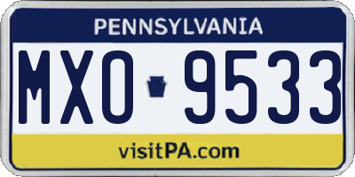 PA license plate MXO9533