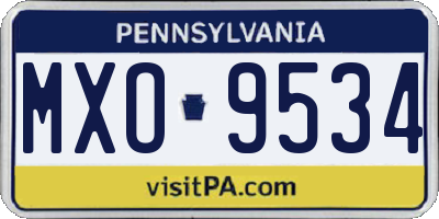 PA license plate MXO9534