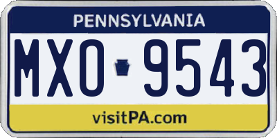 PA license plate MXO9543