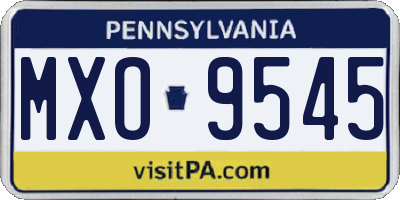 PA license plate MXO9545