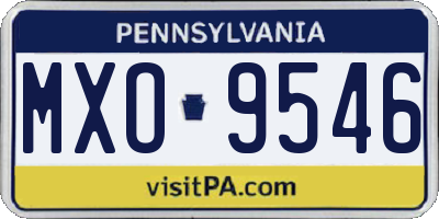 PA license plate MXO9546
