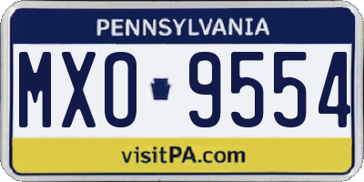 PA license plate MXO9554